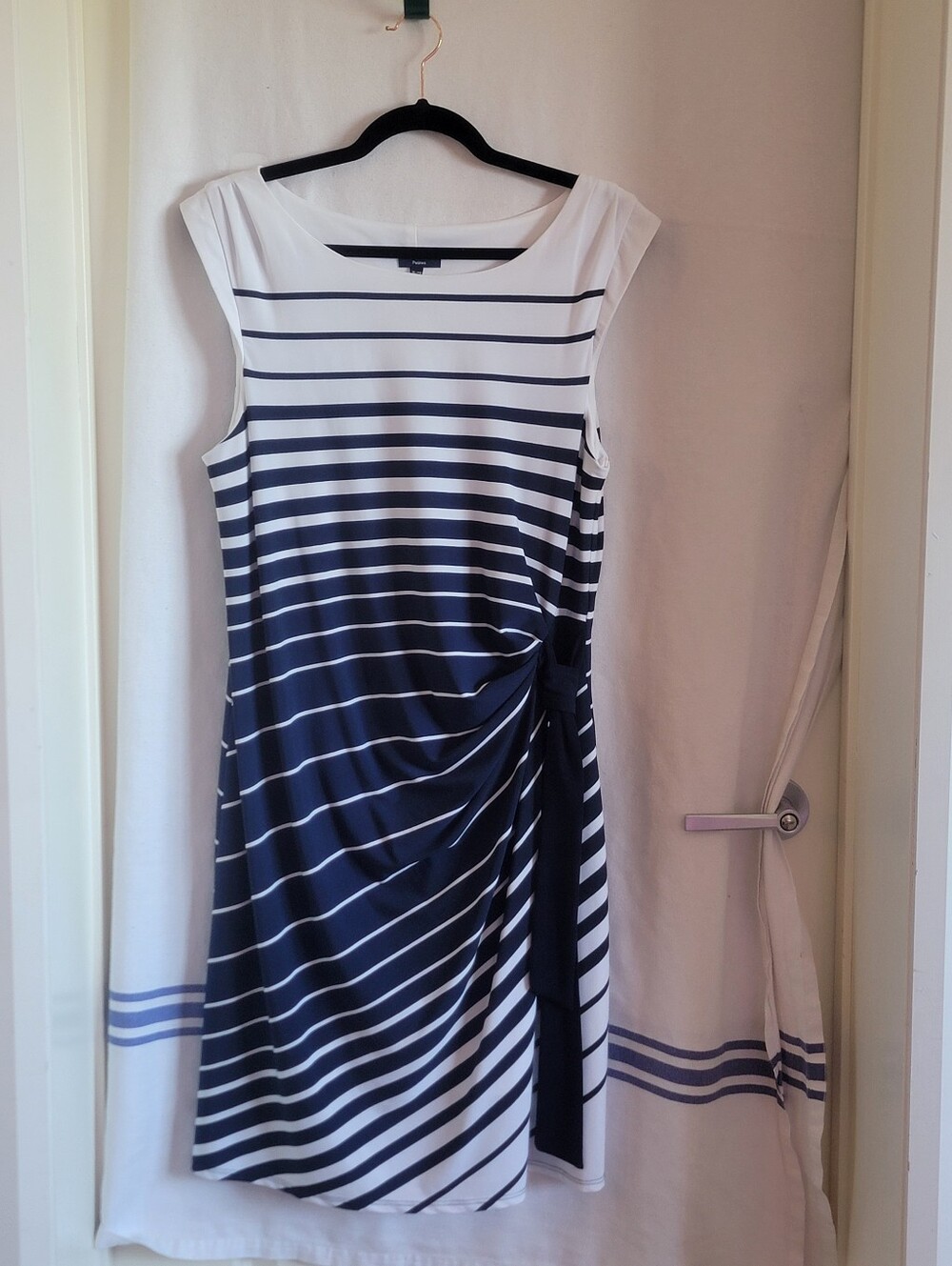 Reitmans Navy and White Striped Midi Dress